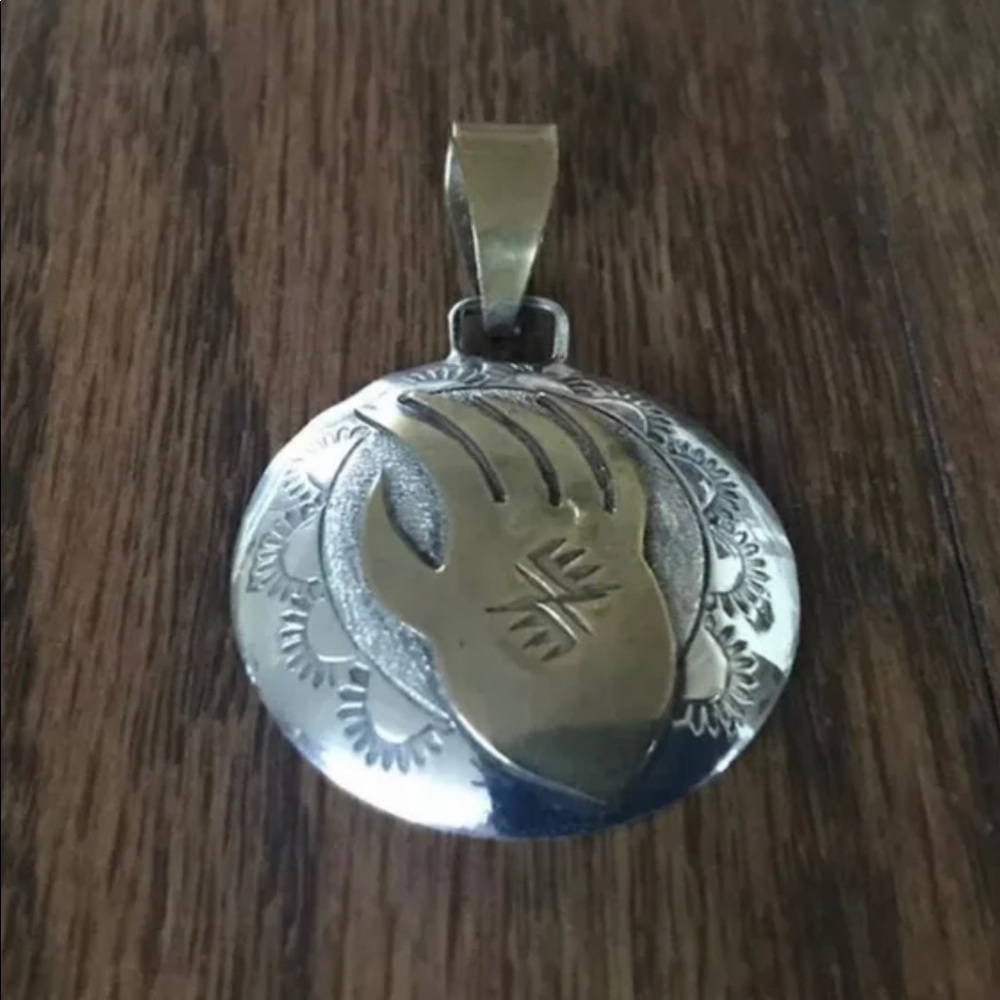 Southwest Sterling Silver/ Gold Fill Two Tone Round Pendant